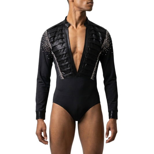ByCharme Black Lycra Men Latin Salsa Competition Shirt - BCM-0055