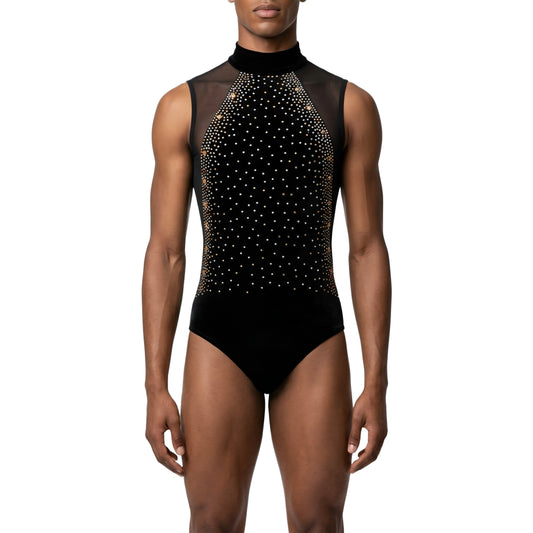 ByCharme Black Velvet Men Latin Salsa Competition Shirt - BCM-0059