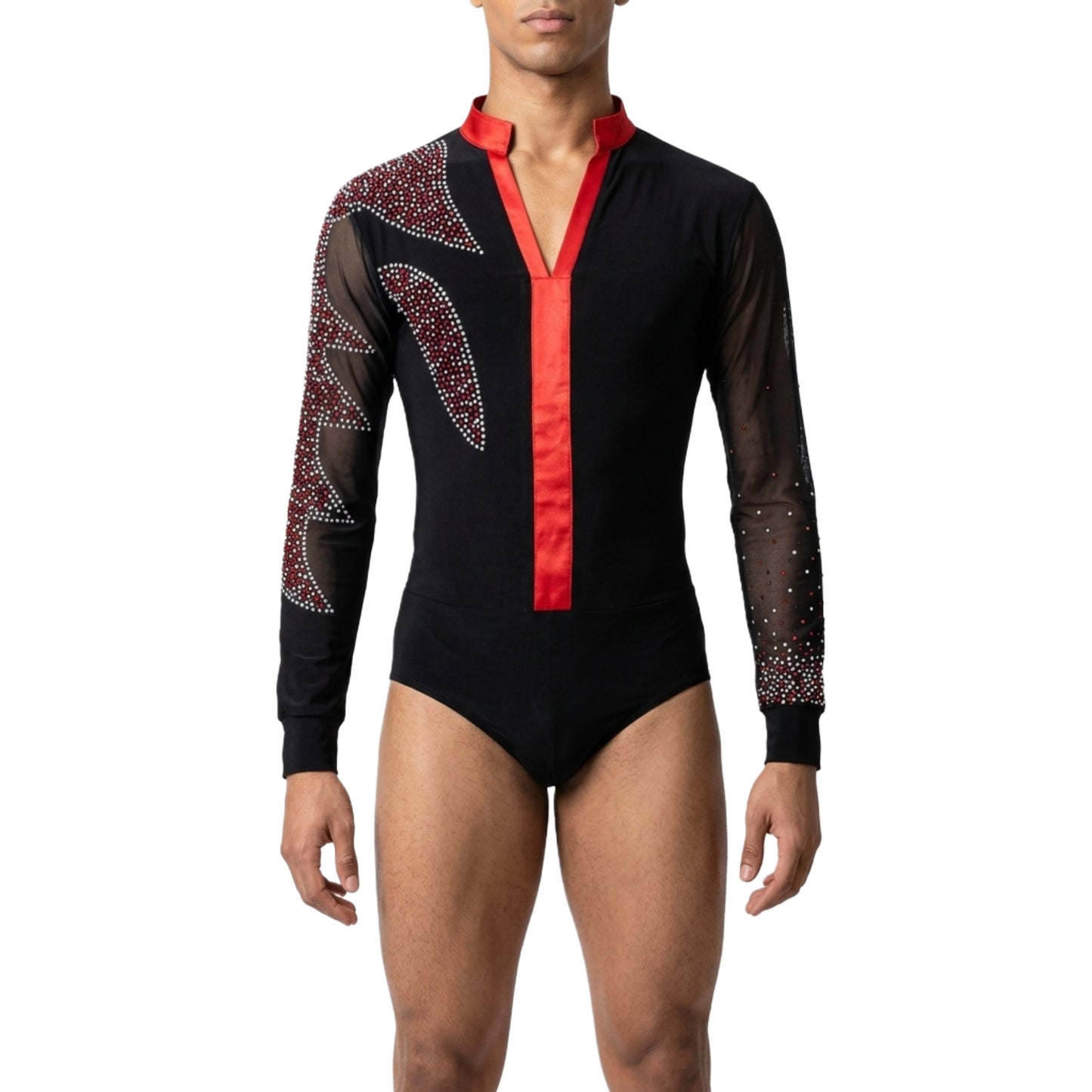 ByCharme Black Lycra Men Latin Salsa Competition Shirt - BCM-0060