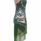 ByCharme Forest Green Tan Fringes Latin Salsa Competition Dress - BCL-0092