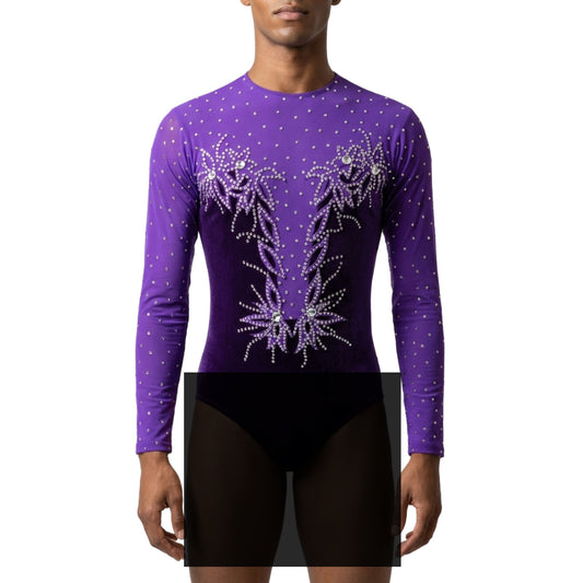 ByCharme Black Lycra Men Latin Salsa Competition Shirt - BCM-0069