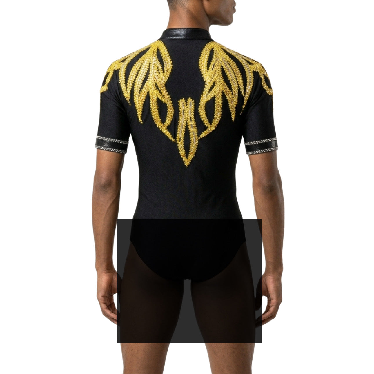 ByCharme Black Lycra Men Latin Salsa Competition Shirt - BCM-0071