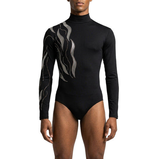 ByCharme Black Lycra Men Latin Salsa Competition Shirt - BCM-0074