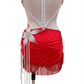 ByCharme Red Silver Tan Fringes Latin Salsa Competition Dress - BCL-0081