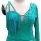 ByCharme Sea Green Brown Fringes Latin Salsa Competition Dress - BCL-0044