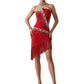 ByCharme Red Fringes Latin Salsa Competition 2 in 1 Dress - BC2-0009