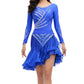 ByCharme Blue Silver Sequined Fringes Latin Salsa Competition Dress - BCL-0002