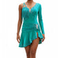 ByCharme Sea Green Brown Fringes Latin Salsa Competition Dress - BCL-0044