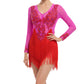 ByCharme Magenta Red Fringes Latin Salsa Competition Dress - BCL-0078