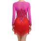 ByCharme Magenta Red Fringes Latin Salsa Competition Dress - BCL-0078