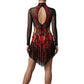 ByCharme Black Red Fringes Latin Salsa Competition Dress - BCL-0098
