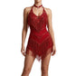 ByCharme Firebrick Fringes Latin Salsa Competition Dress - BCL-0112