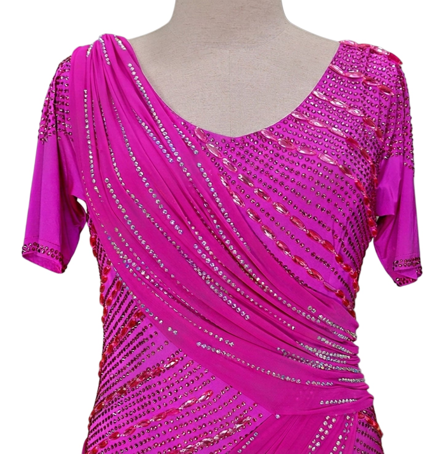 ByCharme Magenta Fringes Latin Salsa Competition Dress - BCL-0113
