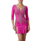 ByCharme Magenta Tan Fringes Latin Salsa Competition Dress - BCL-0127