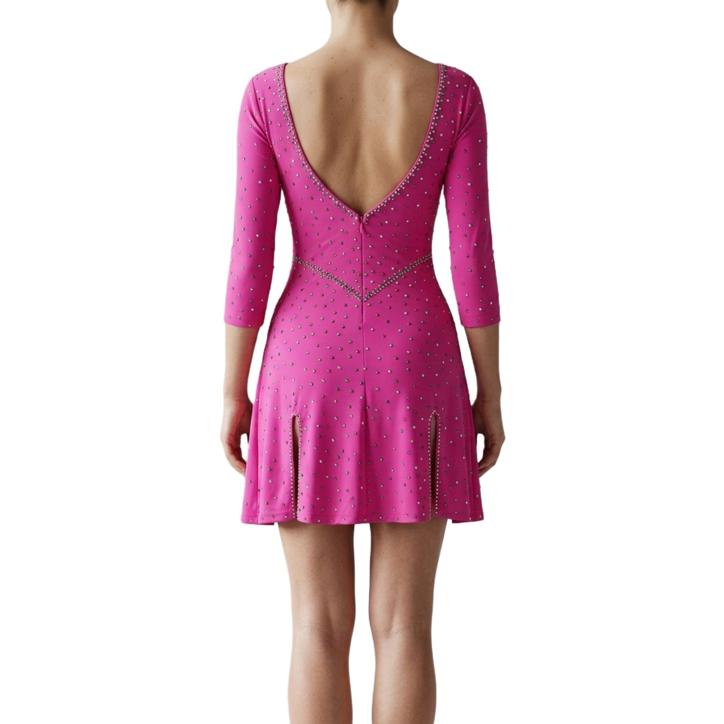 ByCharme Magenta Tan Fringes Latin Salsa Competition Dress - BCL-0127