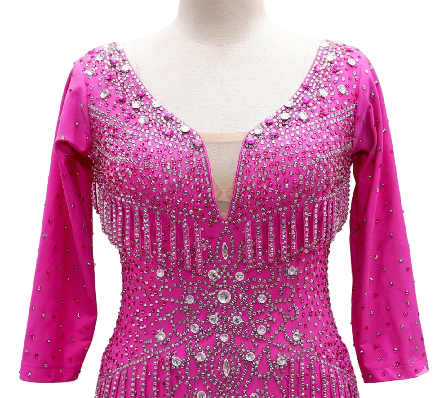 ByCharme Magenta Tan Fringes Latin Salsa Competition Dress - BCL-0127