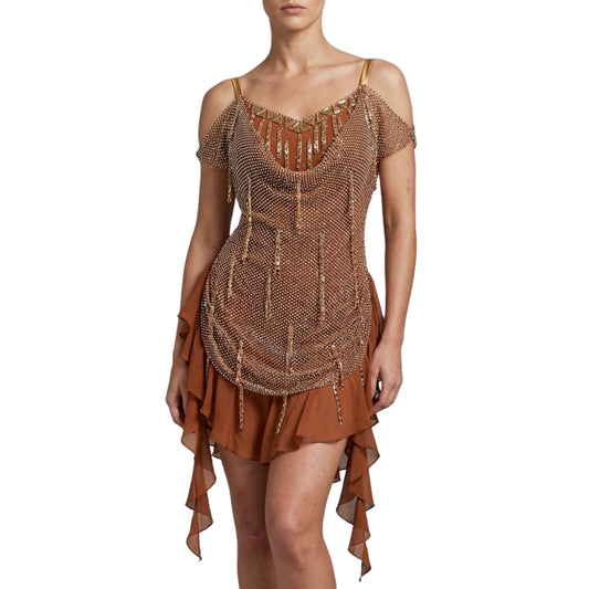 ByCharme Chocolate Fringes Latin Salsa Competition Dress - BCL-0130