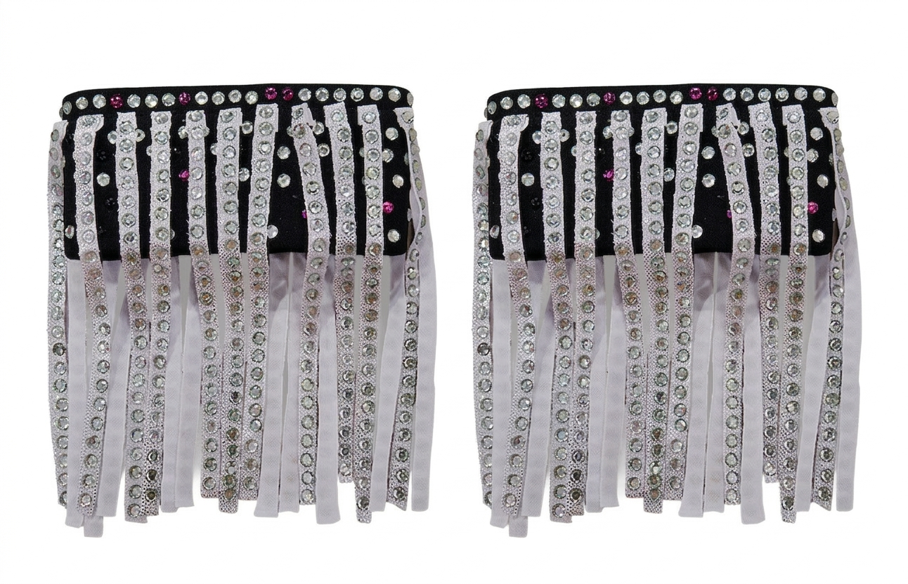 ByCharme Black Silver Deep Pink Fringes Latin Salsa Competition Dress - BCL-0138