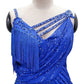 ByCharme Medium Blue Fringes Latin Salsa Competition Dress - BCL-0146