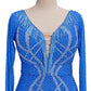 ByCharme Blue Silver Fringes Latin Salsa Competition Dress - BCL-0149
