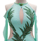 ByCharme Aquamarine Dark Green Tan Latin Salsa Competition Dress - BCL-0157