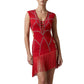 ByCharme Bright Red Silver Gold Fringes Latin Salsa Competition Dress - BCL-0160