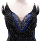 ByCharme Black Navy Blue Rhinestones Latin Salsa Competition Dress - BCL-0189