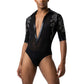 ByCharme Black Lycra Men Latin Salsa Competition Shirt - BCM-0005