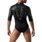 ByCharme Black Lycra Men Latin Salsa Competition Shirt - BCM-0005
