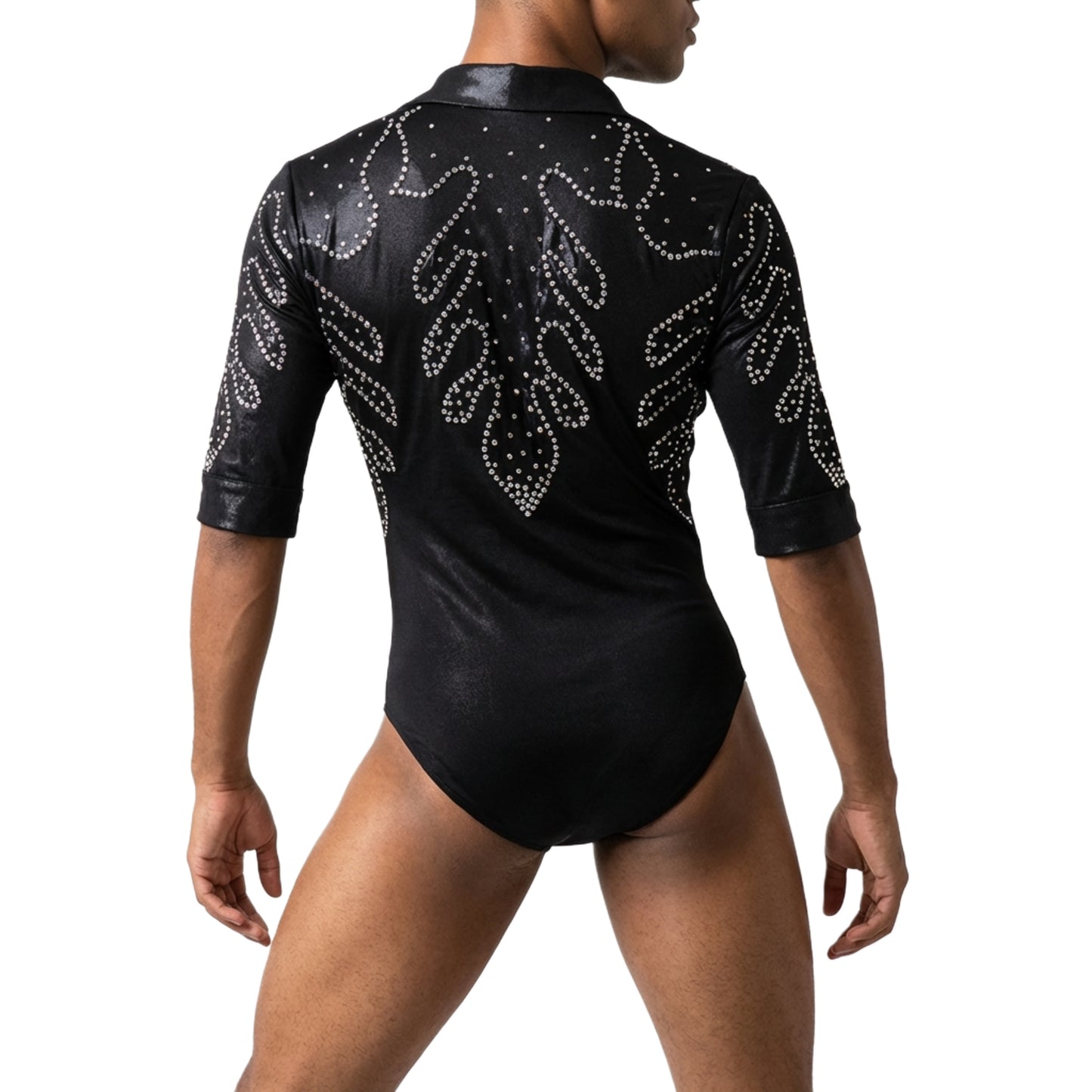 ByCharme Black Lycra Men Latin Salsa Competition Shirt - BCM-0005