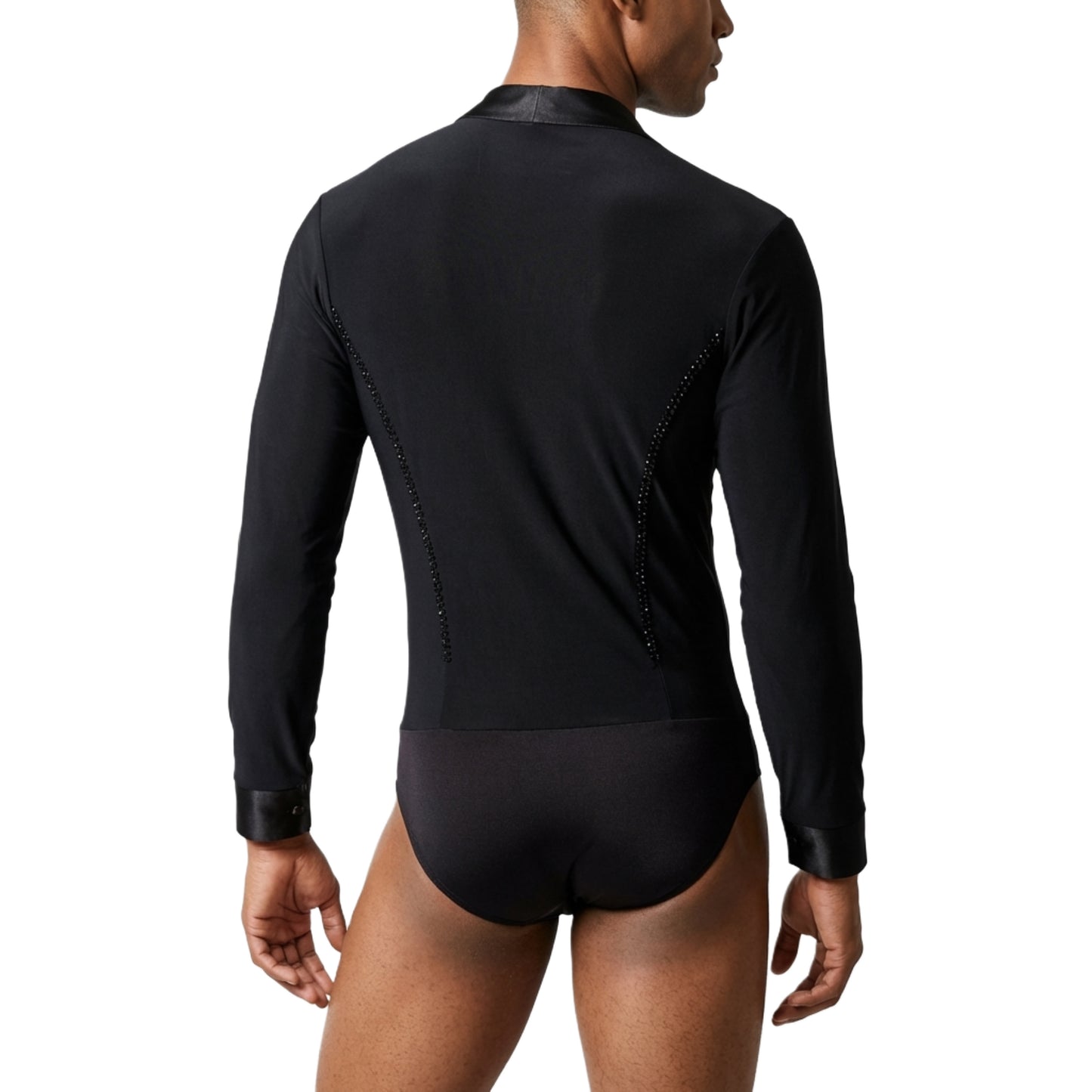 ByCharme Black Lycra Men Latin Salsa Competition Shirt - BCM-0013