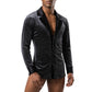 ByCharme Black Velvet Men Latin Salsa Competition Shirt - BCM-0015